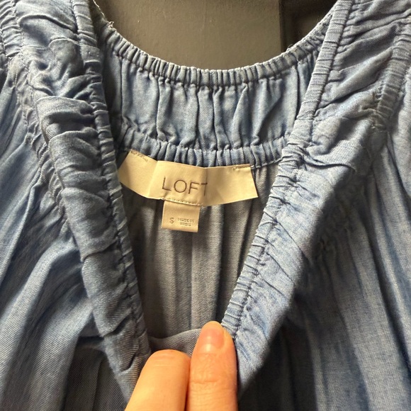 LOFT Light Blue Ruched Dress - Picture 2 of 2